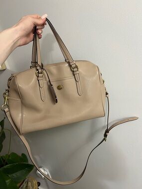 Coach Beige Leather Satchel with Removable Strap